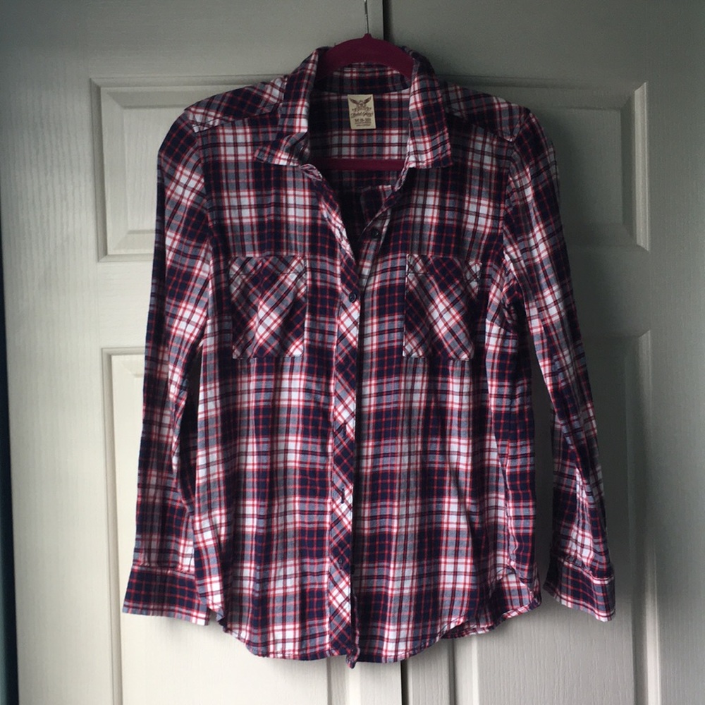 Blue and red checkered shirt